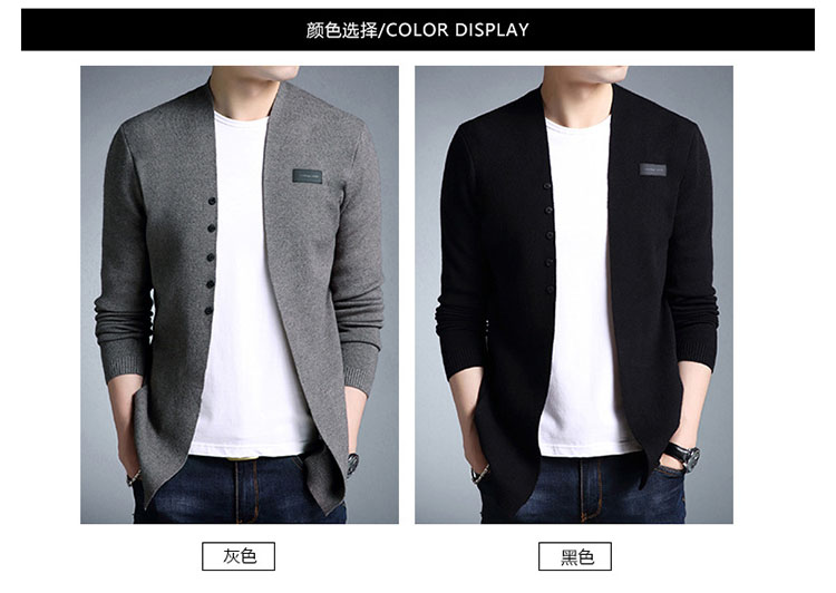 Dệt kim Nam Dài Tay Áo của Nam Giới Áo Len Áo Khoác Mỏng Cardigan Mặc Cardigan Hàn Quốc Mùa Xuân và Mùa Thu Mùa Thu Áo Sơ Mi