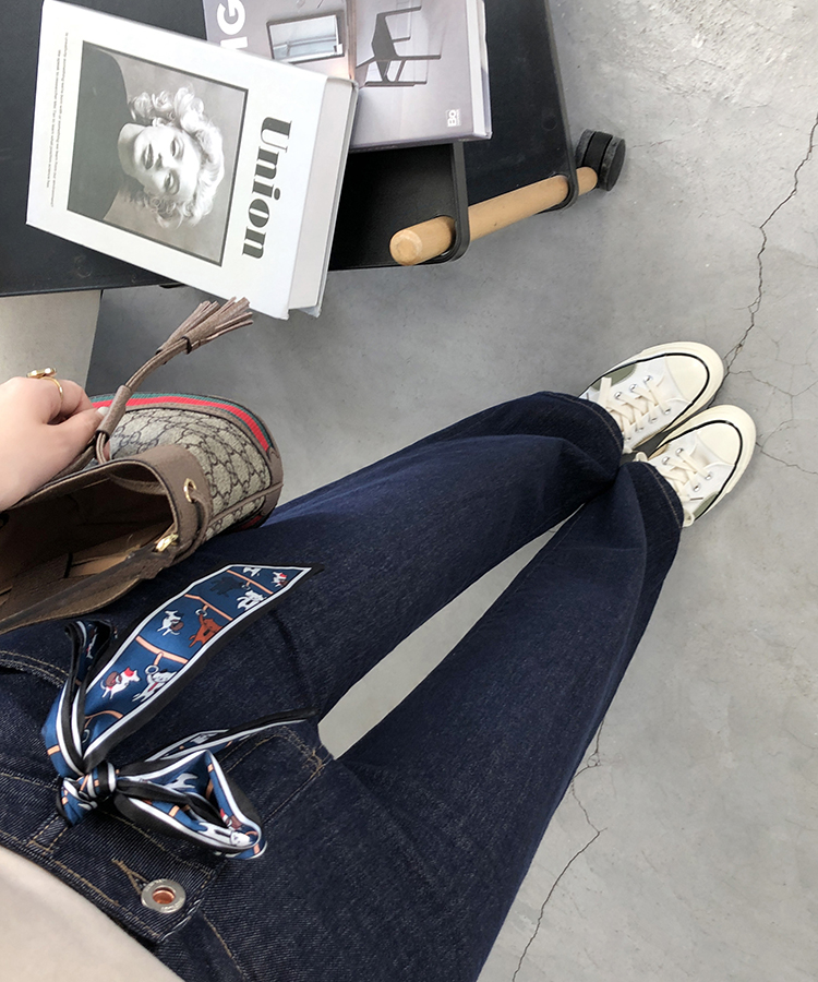 Proud fabric ~ Knocks with texture to wear will be addictive 2022 Spring new drag Loose Straight Barrel Jeans Lady