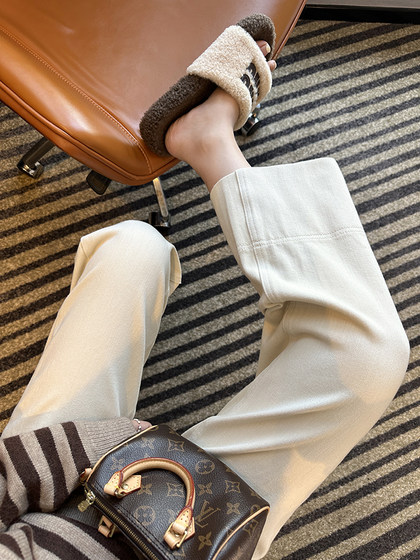 镇店王牌！直直腿~复古阔腿牛仔裤女2025春季宽松高腰拼接直筒裤