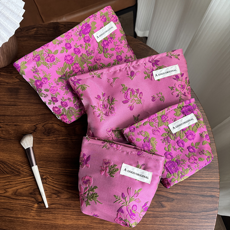 イン小さな新鮮な化粧品袋花ポータブル収納袋女の子キャンバスクラッチバッグ旅行トイレタリーバッグ財布