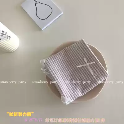 New taste fresh milk purple cute plaid fat mid-low-waist panties female lace seamless simple briefs