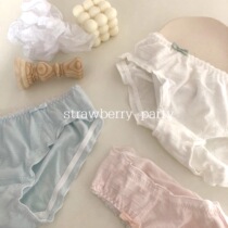 Strawberry party milk milk gas cute panties female Japanese pure cotton girl soft panties breathable 3 pieces