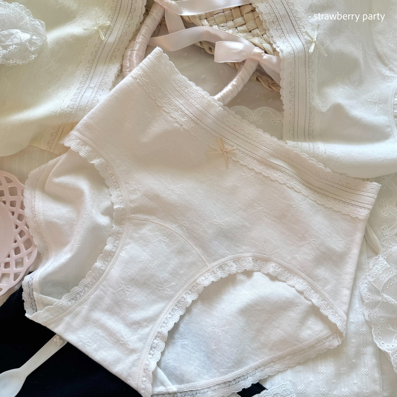 Rose Frei~10A Bowknot Girls' Underwear Women's Pure Cotton Extended Crotch Probiotic Summer Thin Style Women's Underwear