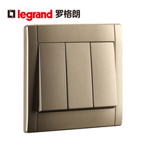 Legrand switch socket panel Meihan gold three-open double-control three-pole bipolar wall power supply Type 86