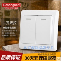 Beijing Matsumoto A7 86 type two open double Open double control double luminous wall switch typing panel