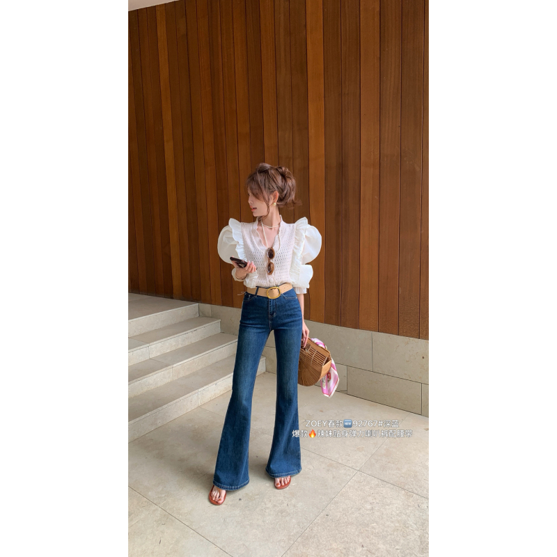 Zoey-26 Early Spring Leg-Lengthening Flared Slimming Korean Style Versatile Jeans (with Belt) 92767