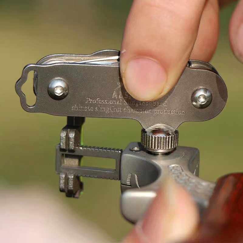 Alxa's new twist Gankun flat rubber band clip slingshot hexagonal folding wrench plus hard eight-character buckle