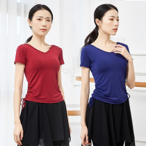 Dance suit Womens practice suit top V-neck body training clothing Short-sleeved Latin dance modern dance dance suit