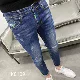 K8109 промывая вода синие брюки