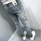 Ins White Blue Cat Nine -point Jeans Jeanior Spring и Summer New Han Xiu Siaoyu Society Youth Douyin Kuaishou