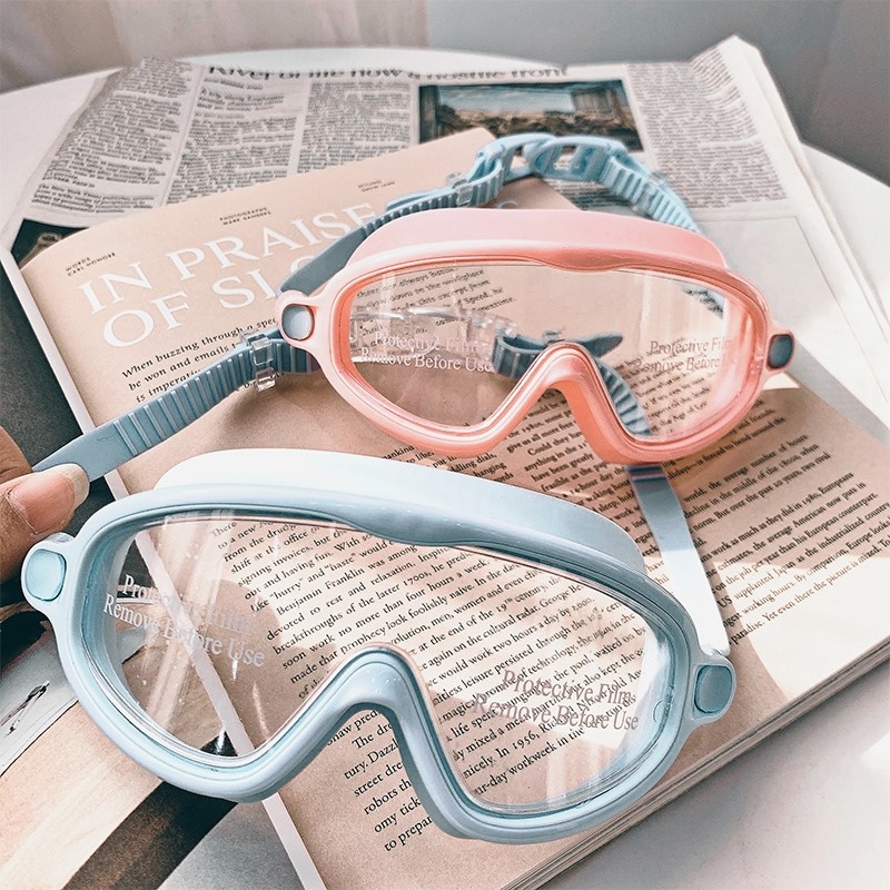 Children Swimming glasses Summer care project Large-frame HD professional girl anti-choking water anti-fog electroplating boy baby swimming goggles