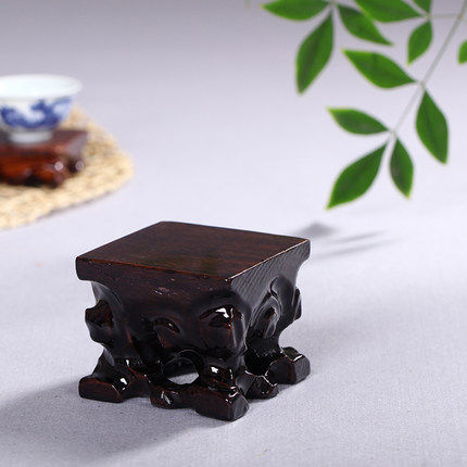 Qishi base Square round triangle root carved tea pot pot universal solid wood base Vase sculpture tray