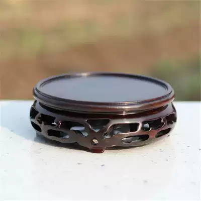 Redwood solid round base flower pot seal ornaments solid wood bracket teapot vase stone whole solid wood seat