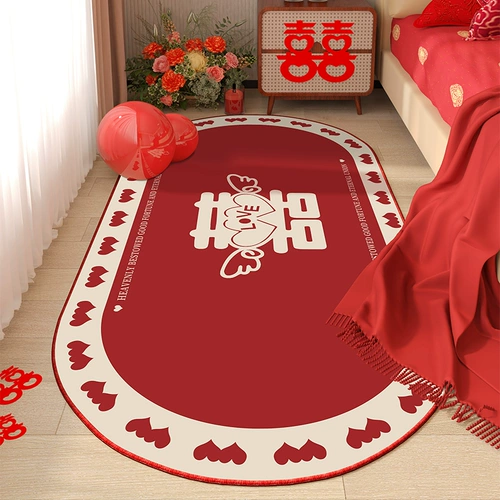 Красный праздничнный ковер для кровати для гостиной