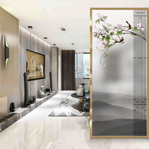 Home decoration partition screen art tempered glass flowers and birds living room entrance Magnolia background wall Frosted aisle light transmission