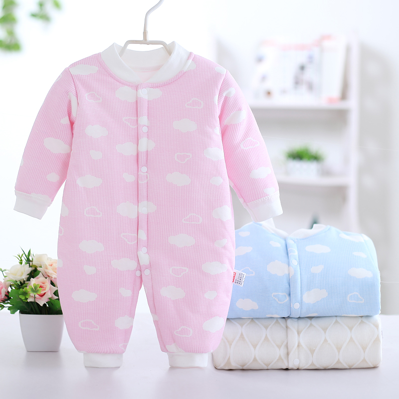 Babyiesies dày sơ sinh romper cotton cotton 0 quần áo trẻ em mùa thu và mùa đông 3 ấm 6 tháng 12 quần áo bodysuit cho bé