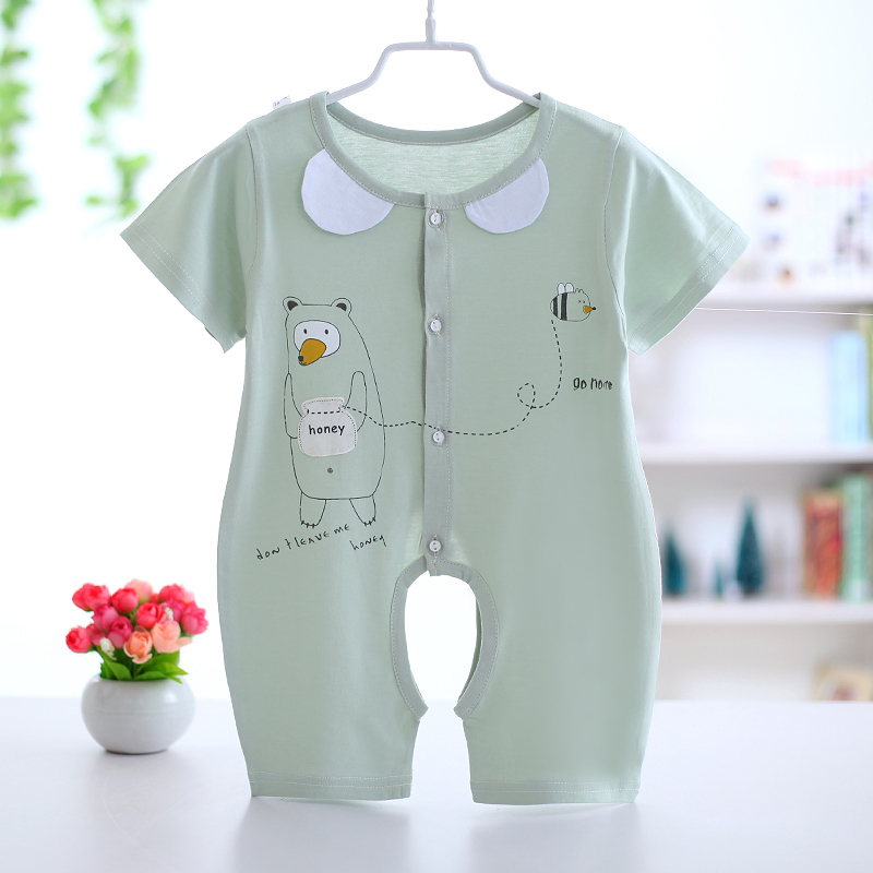 Bé onesies ngắn tay cotton nam giới và phụ nữ quần áo trẻ em phần mỏng sơ sinh ngủ quần áo mùa hè romper mùa hè ăn mặc đồ ngủ