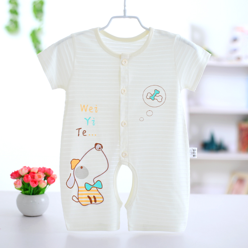 Bé onesies ngắn tay cotton nam giới và phụ nữ bé Xia Ha quần áo mỏng sơ sinh ngủ quần áo romper quần áo điều hòa không khí quần áo