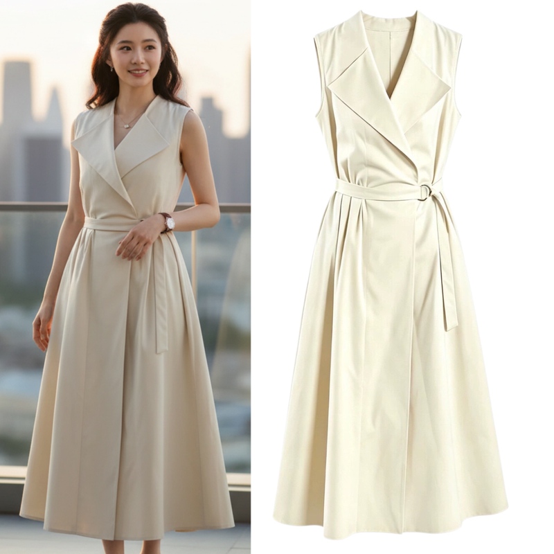 The Same Style as the Protagonist's Hao Cun, a Lapel Workwear-Style Waist-Cinching Slimming Shirt Dress for Women, Summer Workplace Commuting Trench Coat Dress The Same Style as the Protagonist's Hao Cun, a Lapel Workwear-Style Waist-Cinching Slimming Shirt Dress for Women, Summer Workplace Commuting Trench Coat Dress