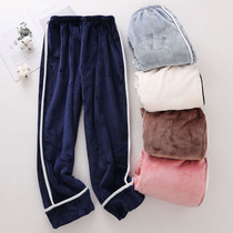 Flag pajamas trousers coral fluff wear warm and thicker home pants warm and warm