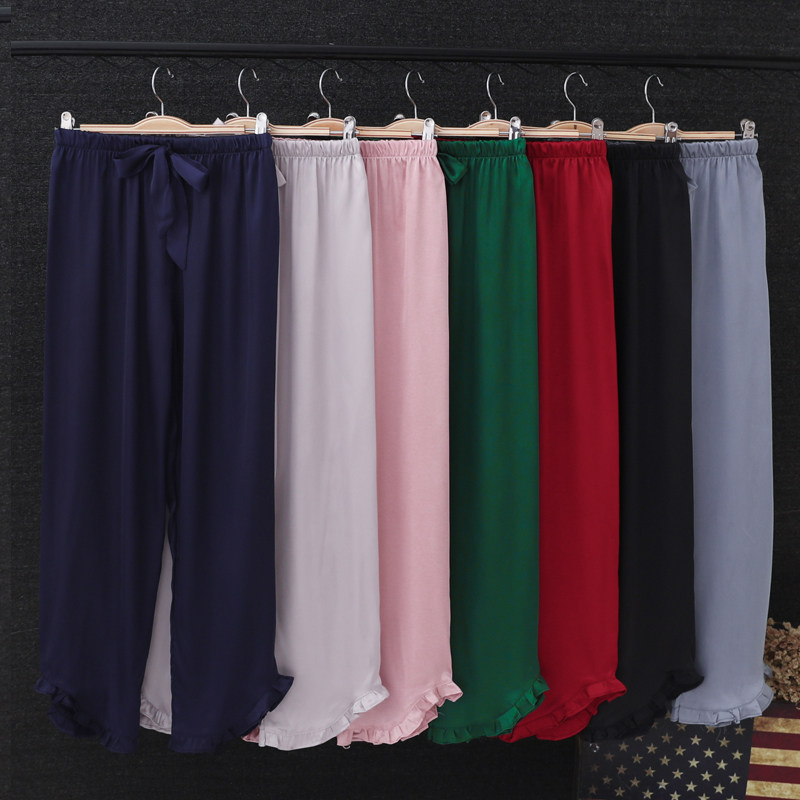 Spring and Autumn Pajama Pants Women's Pants Ice Silk Summer Japanese Air Conditioning Pants Loose Mosquito Pants Large Size Silk Home Pants Long Pants