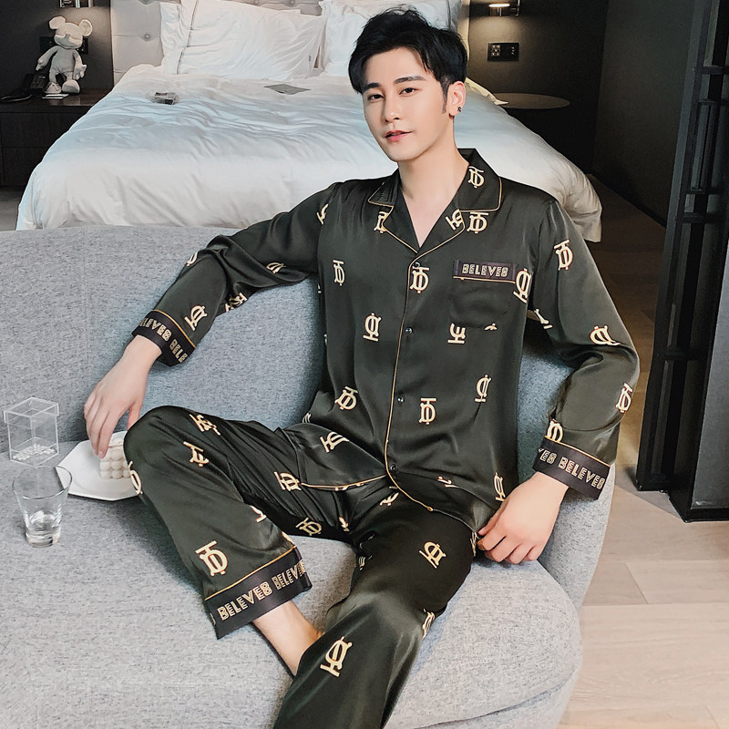 Pyjamas Spring and Autumn Silk long sleeved trousers Simply middle-aged sweater fashion ice and snow silk autumn and winter home clothing