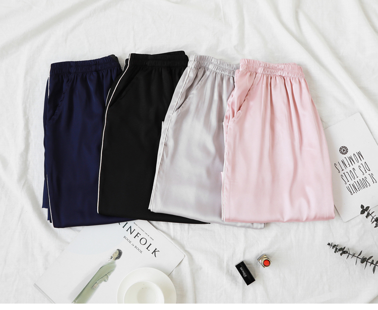 Quần pyjama quần lỏng quần nhà mùa xuân và mùa hè kích thước lớn điều hòa quần lụa phần túi mỏng có thể đi ra ngoài quần quần nam