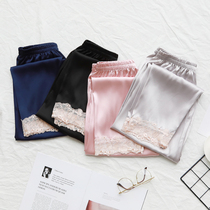 Sleepy pants thin spring and summer ice silk lace family trousers lunar pants silk large-yard home pants