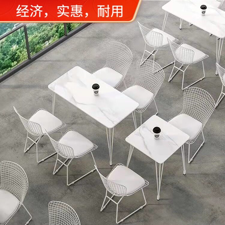 Rock Plate Dining Table And Chairs Modern Minima Commercial Catering Outdoor Iron Art Round Table Dining Table Chairs Table Chairs Dining Chairs Combination