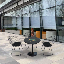 Outdoor courtyard outdoor coffee milk tea table and chair stained glass waterproof sunscreen iron table chair table and chair combination