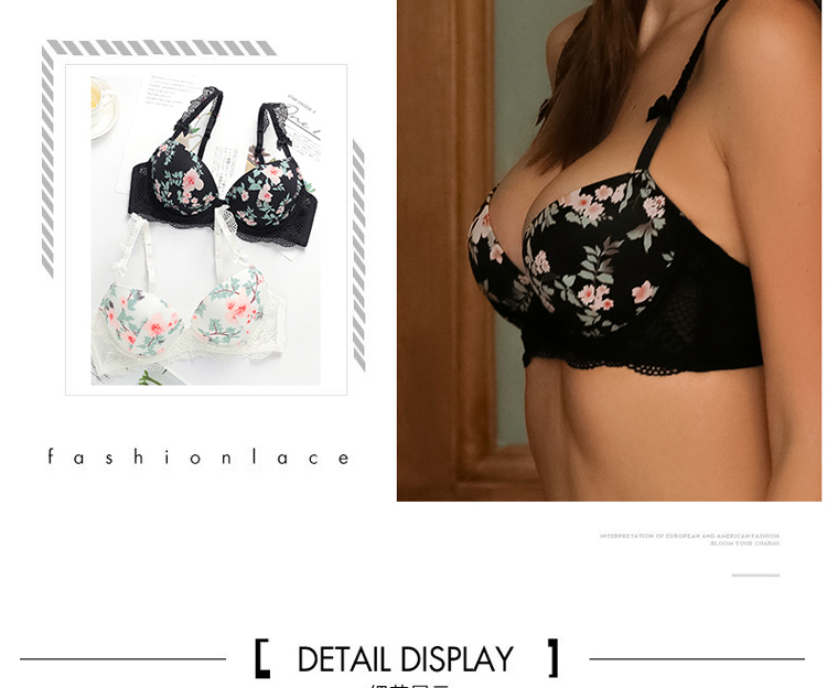 new print sexy lace gathered underwear set NSXQ13086