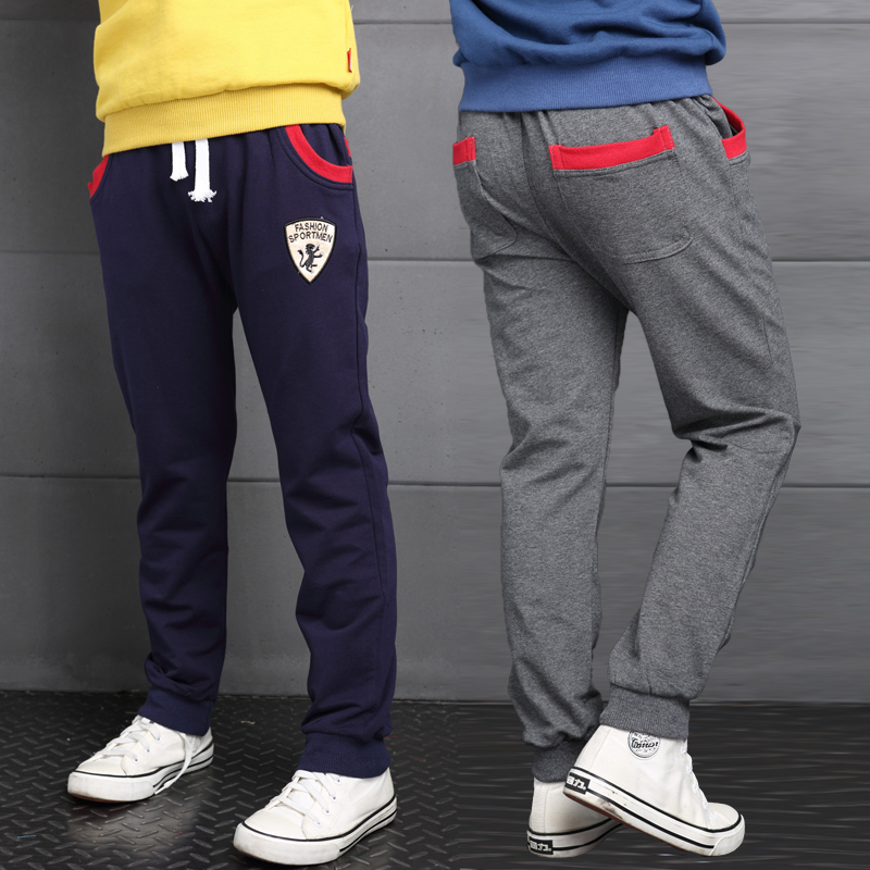 Boy long pants 2022 new handsome kid sports pants spring and autumn children casual pants cuddler pants slim fit pants slim fit
