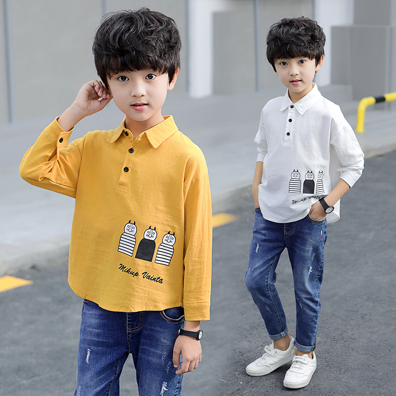 2022 new spring and autumn clothes boy shirt with long sleeves CUHK children fake two shirts primary and middle school students blouses Korean version of the tide
