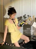 Кубелас/элегантная и высокая темпераментная работа тяжелая работа, яркий шелк толстый вращение маленькая ладанная короткая куртка повседневная длинная короткая юбка