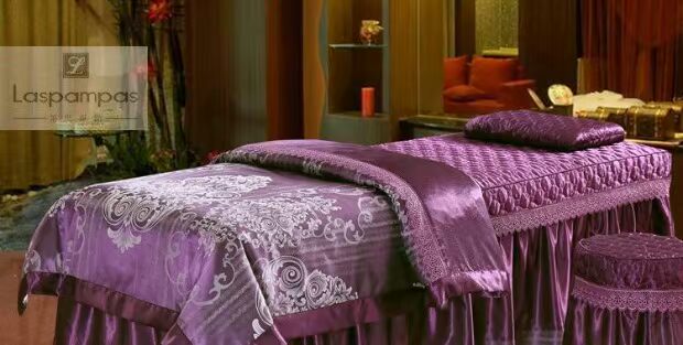 Miễn phí vận chuyển đặc biệt dầu gội đầu massage bộ trải giường bông khăn trải giường ren vẻ đẹp của một gia đình bốn có thể được tùy chỉnh - Trang bị tấm drap giường spa
