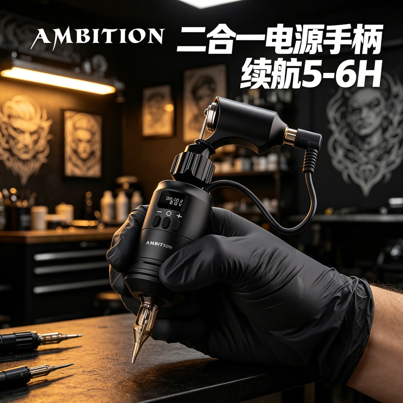 Tattoo Integrated Needle Handle with Adjustable Needle, Tattoo Equipment, Tattoo Direct-Drive Motor Machine Set, Wireless Tattoo Handle