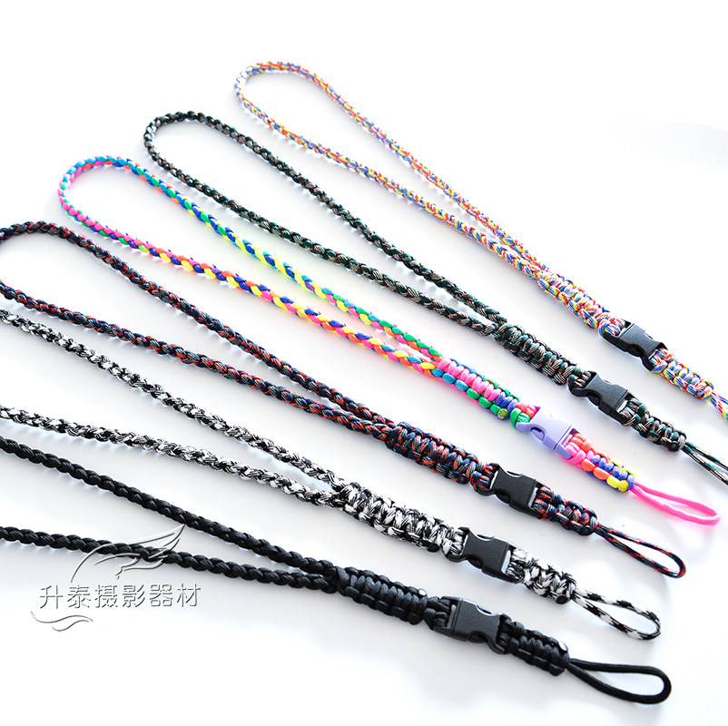 Original handmade knitting mobile phone hanging rope hanging neck bracelet with black card camera holding baby bag shoulder strap