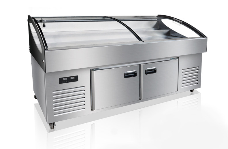 Wire Ice Refrigerated Frozen Display Case Stainless Steel Seafood Cabinet Triple Ice Table Display Cabinet Horizontal Preservation Cabinet Triple Order