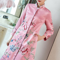 Qipao Jacket Woman Autumn Winter New China Wind Retro Embroidery Fashion 100 Hitch Slim Improvement Tangy Blouse Cardiovert