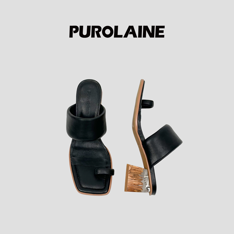 【Celebrity Style】Purolaine Pulin's "Vive Series" Original Chunky Heel Elegant High Heel Slippers