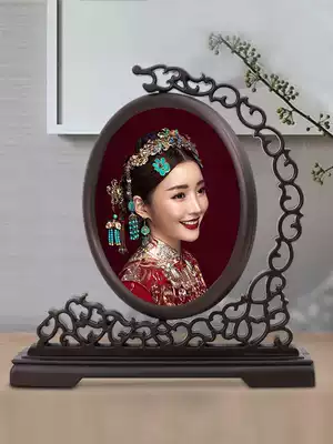 Classical round photo frame table with printed photos Chinese style frame retro style photo custom acrylic