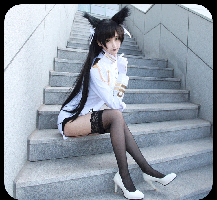 Azur lộ trình trò chơi cosplay trang phục nữ Cao Hùng Atago cos đồng phục nữ tóc giả dao bằng gỗ đầy đủ bộ - Cosplay