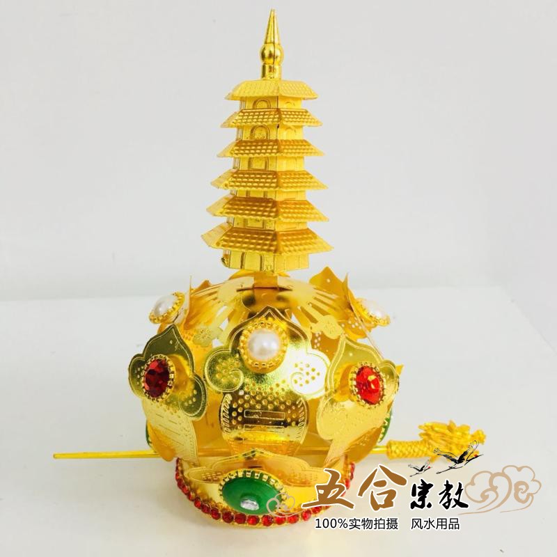 Prop supplies Taoist headgear pagoda lotus crown turban head crown copper lotus crown Taoist instrument