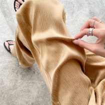 True Silk Broadlegged Pants Woman Summer Slim acetate Cool Casual Pants High Waist Pituitary straight Bronze Bronze Ammonia Silk Ice Trousers