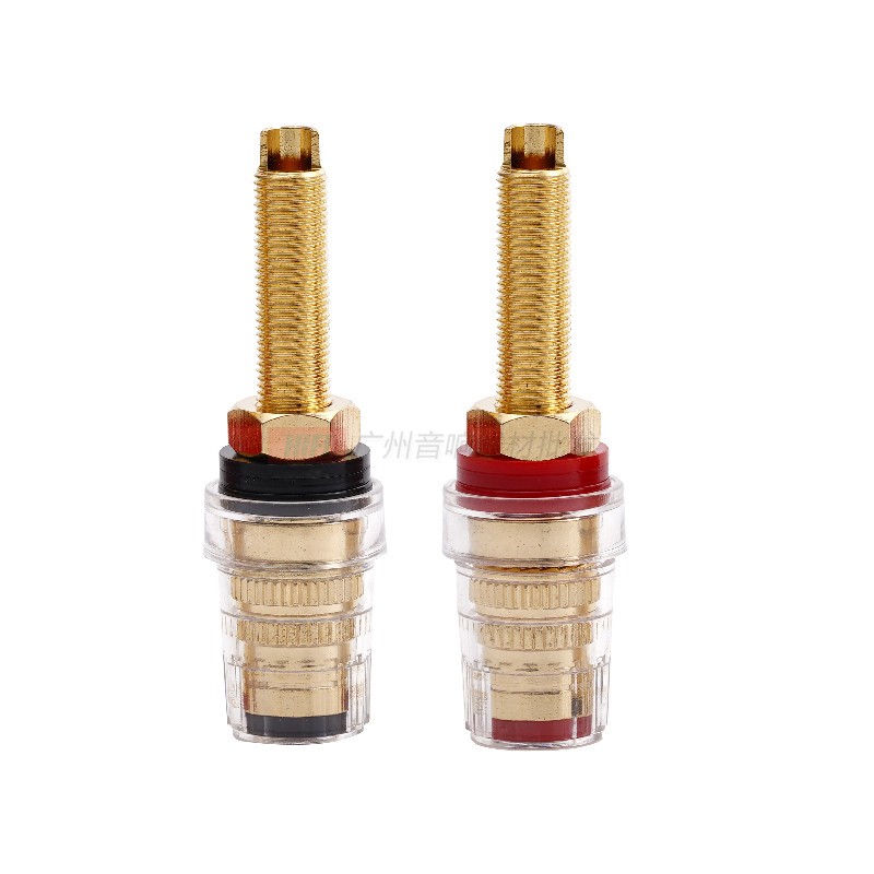 Pure Copper Gold Plated With Transparent Crystal Speaker Power Amplifier Banana Socket Long Tail Horn Post Head