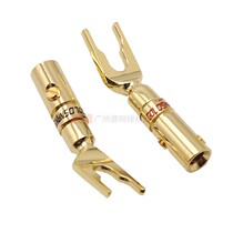 High quality pure copper gold-plated wiring fork head (Y plug) horn terminal block Speaker terminal block terminal