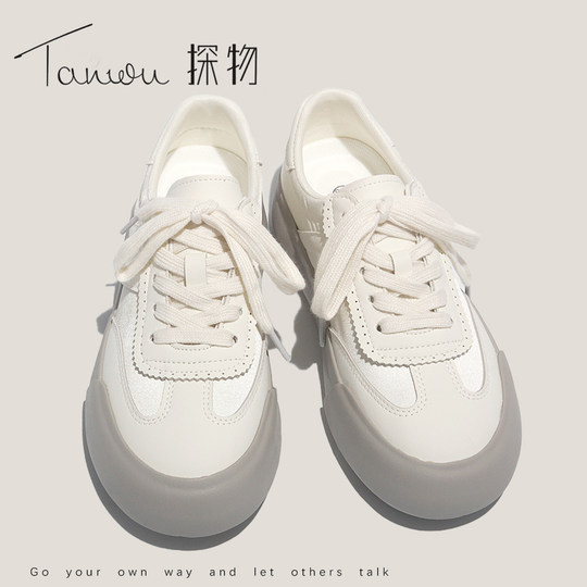 Tanzhu Original Autumn and Winter Super Comfortable and Stylish Women's Shoes New Soft Sole Versatile Women's White Sneakers with Fleece Lining