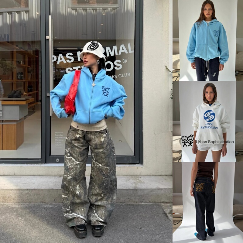 Authentic American Urban Sophistication Stick Figure Print Hooded Sweatshirt Jacket Straight-Leg Jeans Authentic American Urban Sophistication Stick Figure Print Hooded Sweatshirt Jacket Straight-Leg Jeans