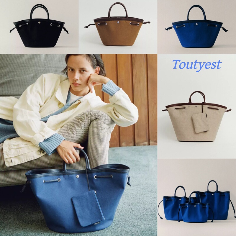 Korean Genuine Toutyest Vegetable Basket Canvas Patchwork Sheepskin Handbag Waterproof Mother-Daughter Bag Drawstring Tote Bag