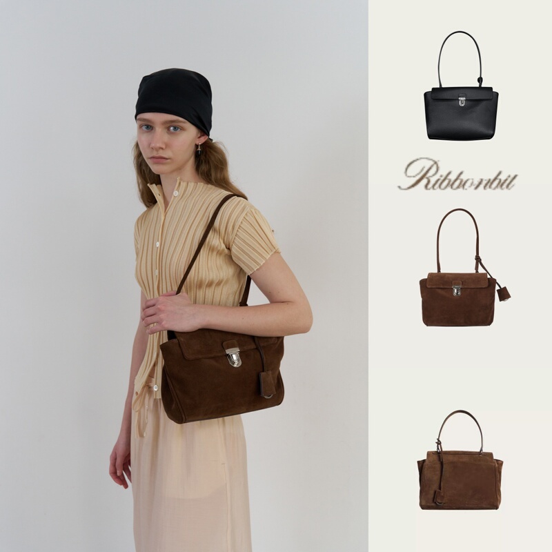 Korean Genuine Ribbonbit Tote Bag Crossbody Messenger Bag Suede Lock Buckle Handbag Shoulder Bag 26 Malo Bag